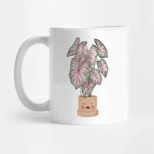 Cute Plant Illustration, Caladium Pink Beauty Mug